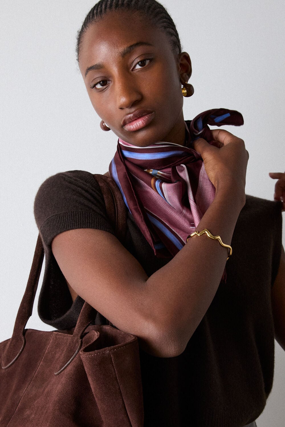 Brown Limited Square Silk Scarf