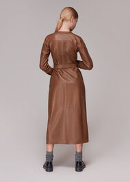 Pintuck Leather Midi Dress