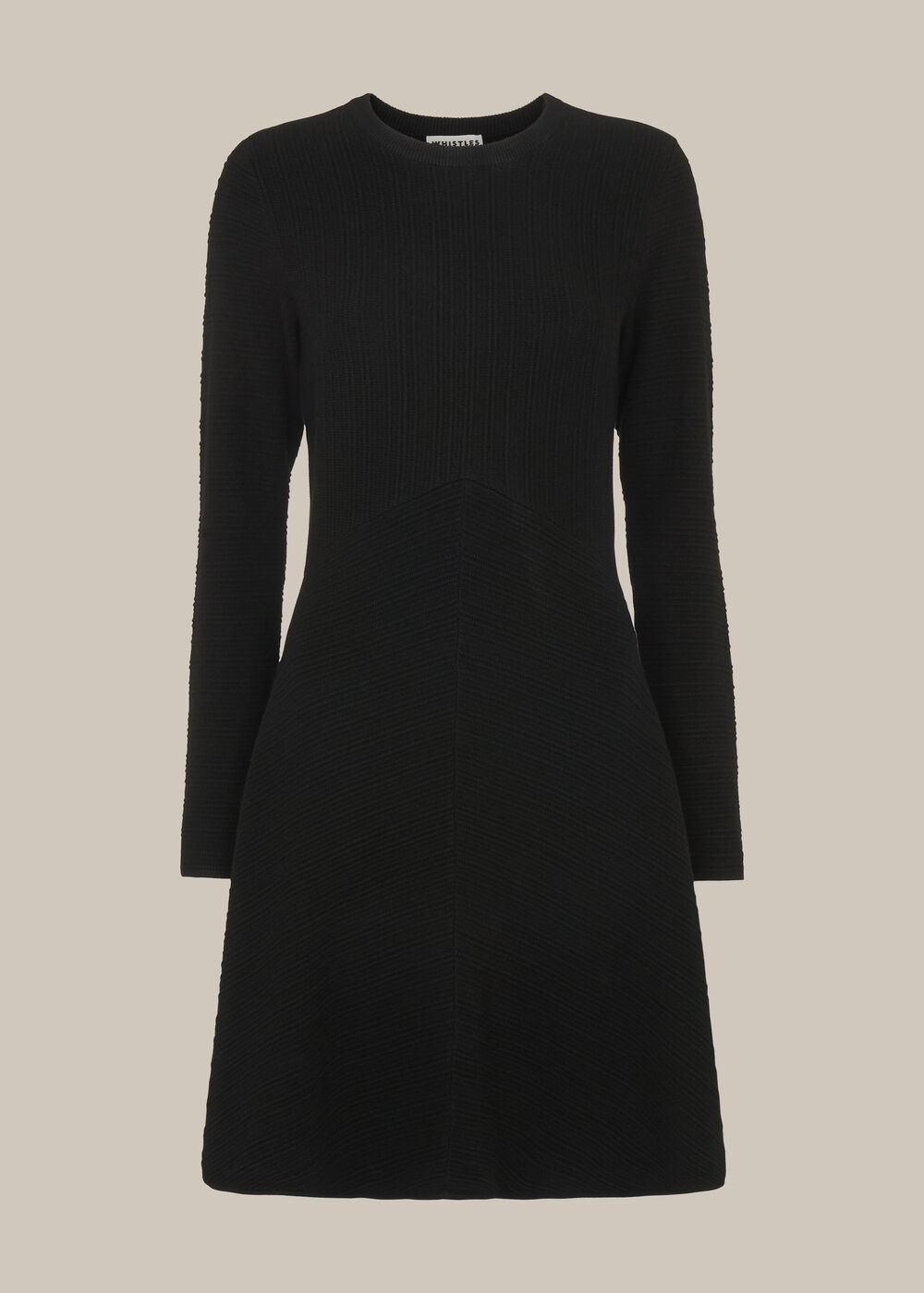 Ottoman Knitted Flippy Dress Black
