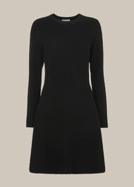 Ottoman Knitted Flippy Dress Black