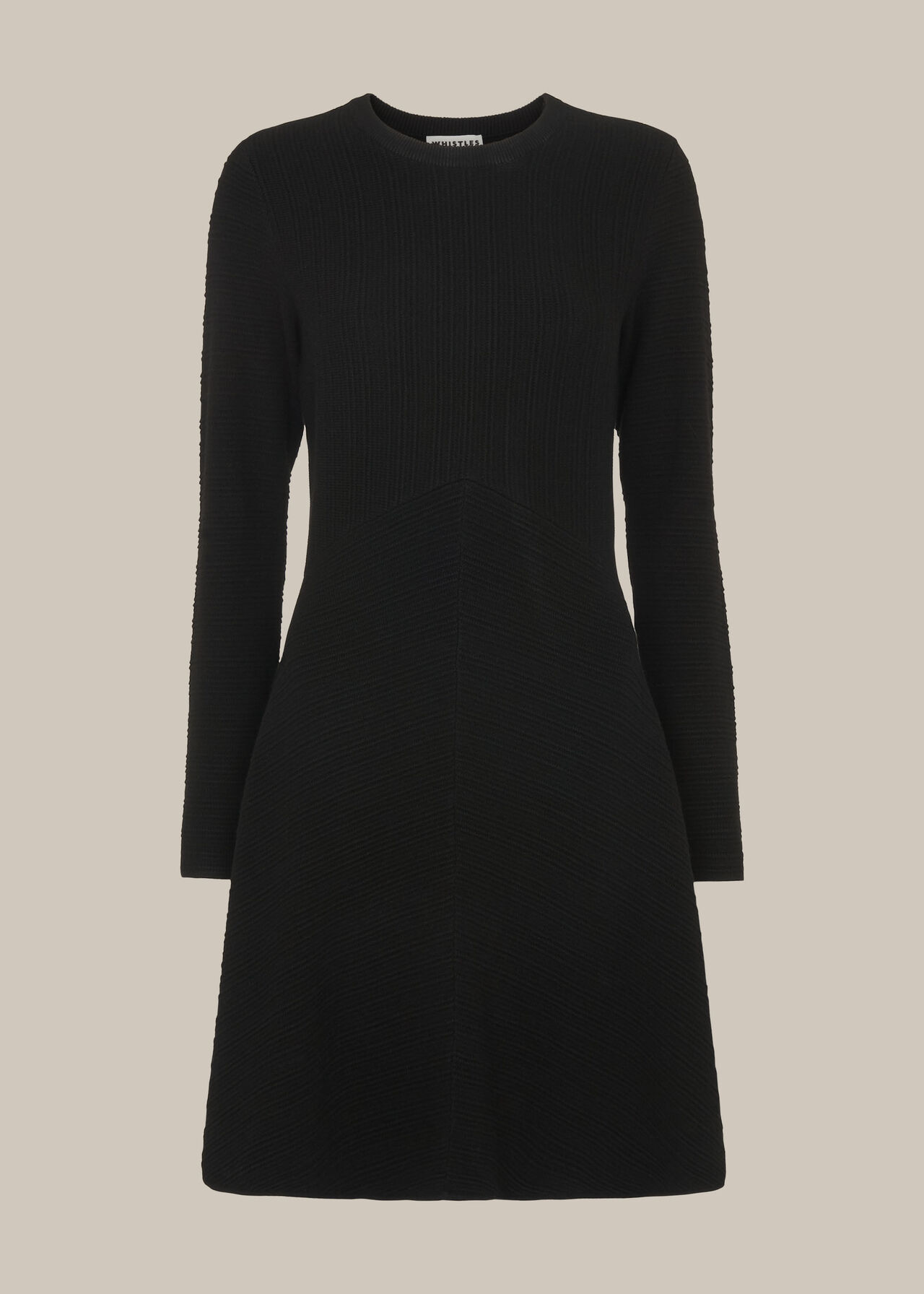 Ottoman Knitted Flippy Dress Black
