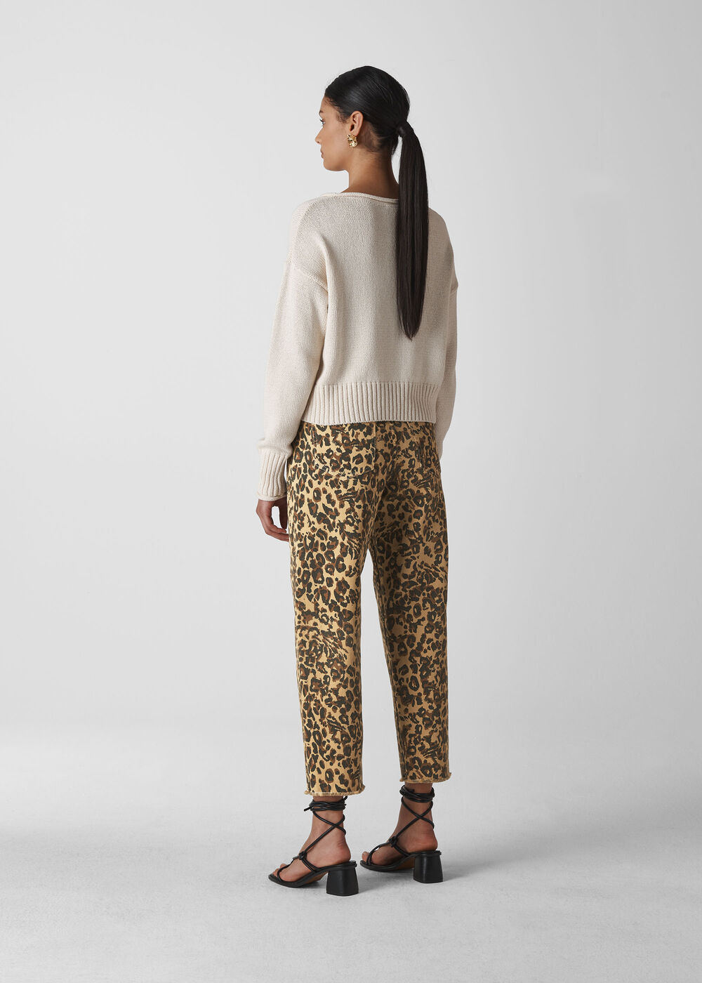 Leopard High Waist Barrel Leg Leopard Print