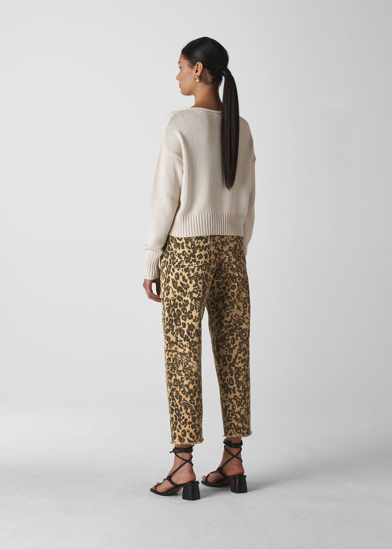 Leopard High Waist Barrel Leg Leopard Print