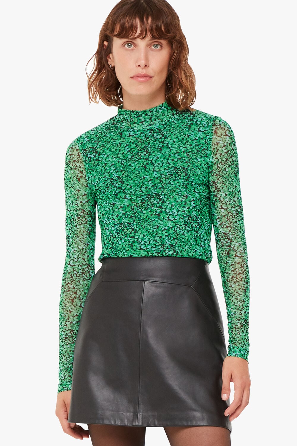 Dappled Floral Mesh Top