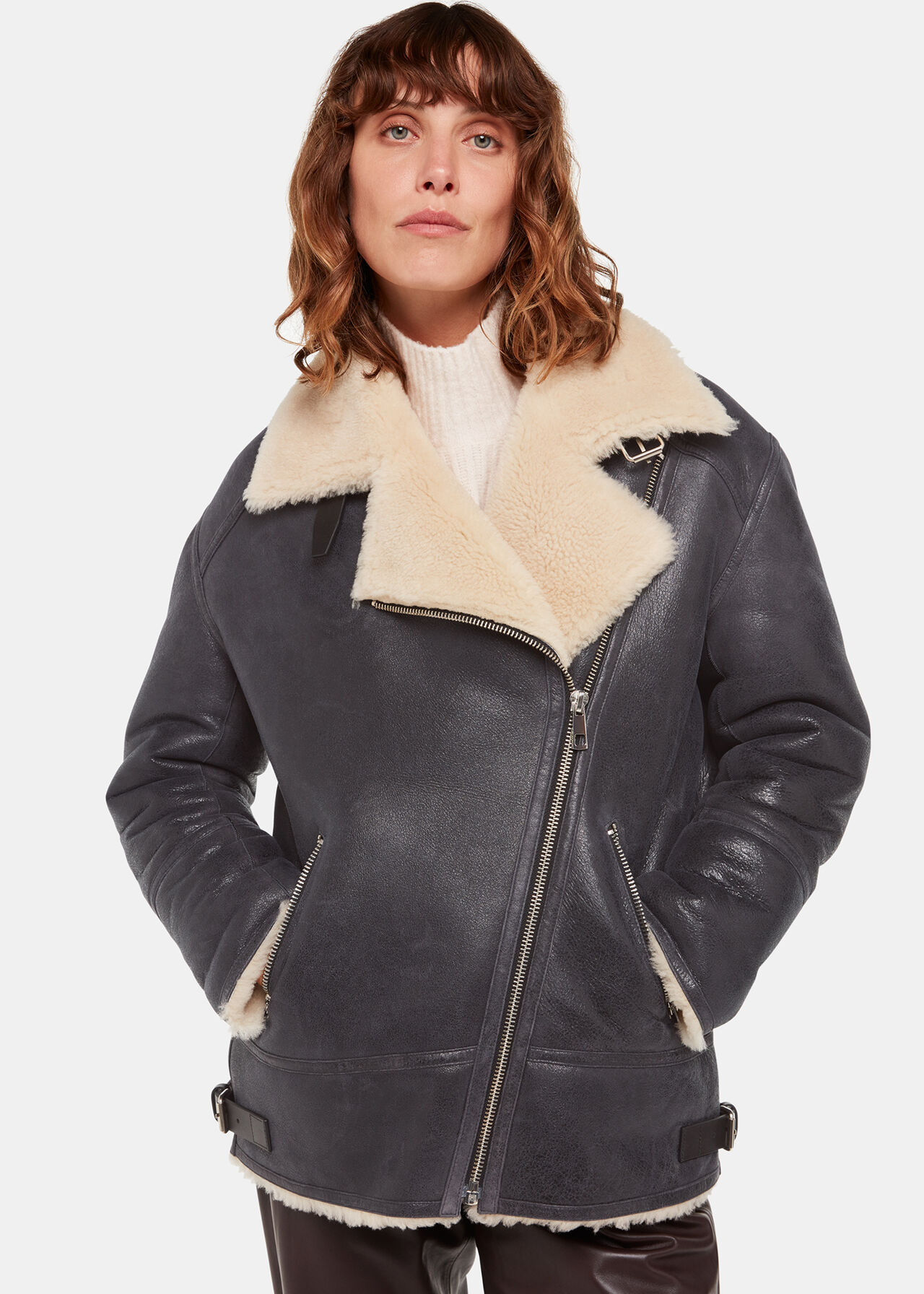 Annika Leather Aviator Jacket