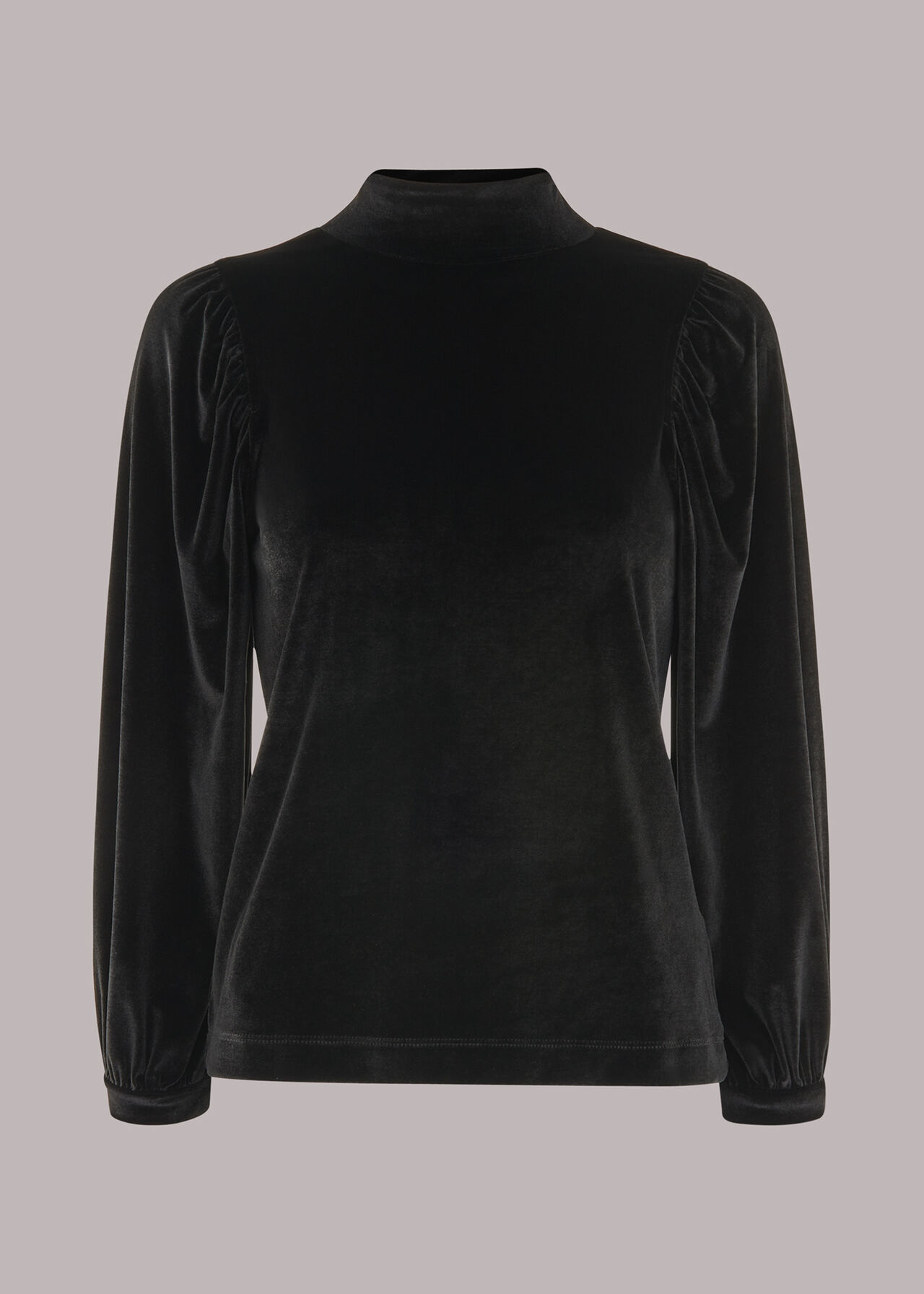 Black High Neck Velvet Top | WHISTLES