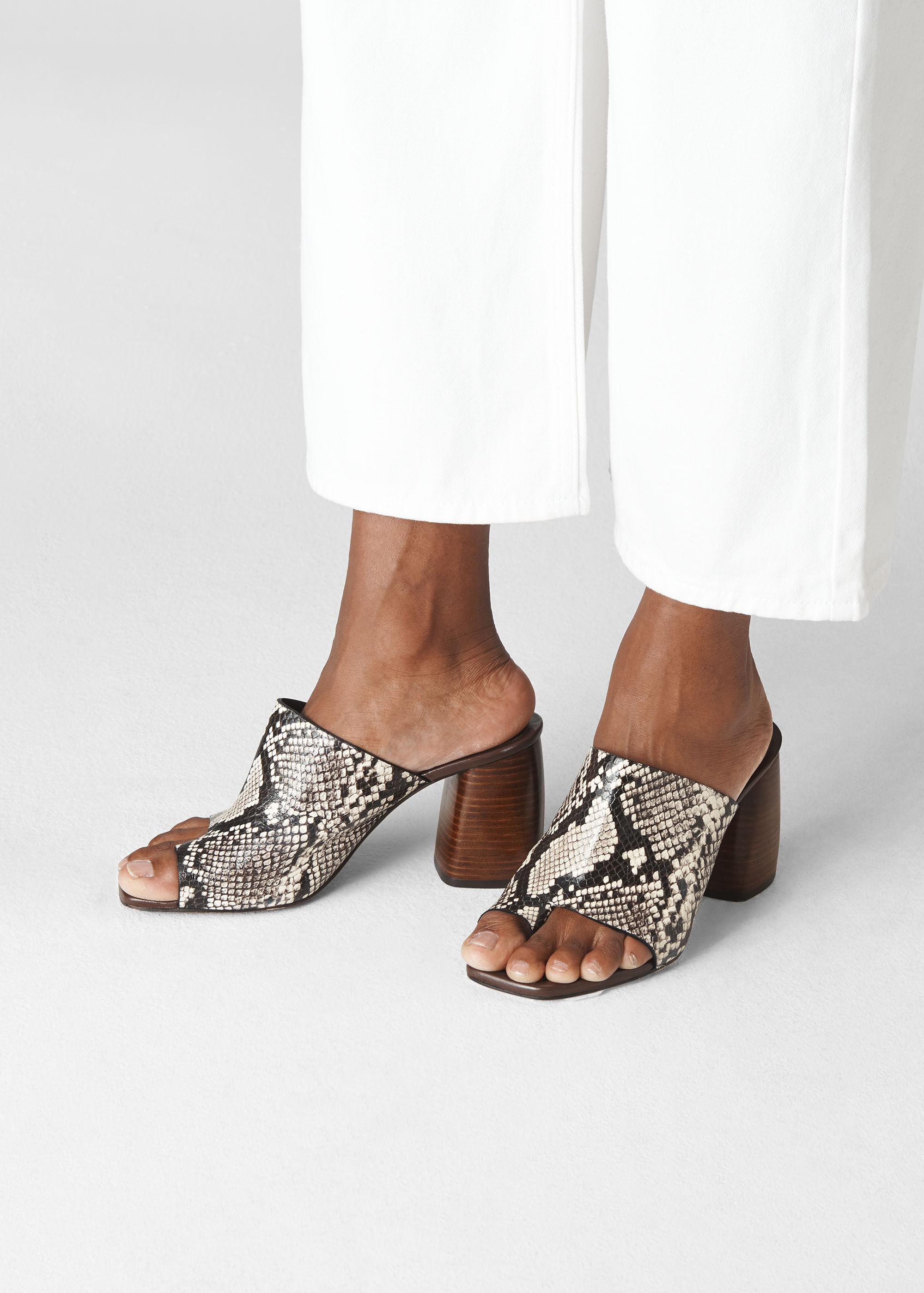 Snake print top mule