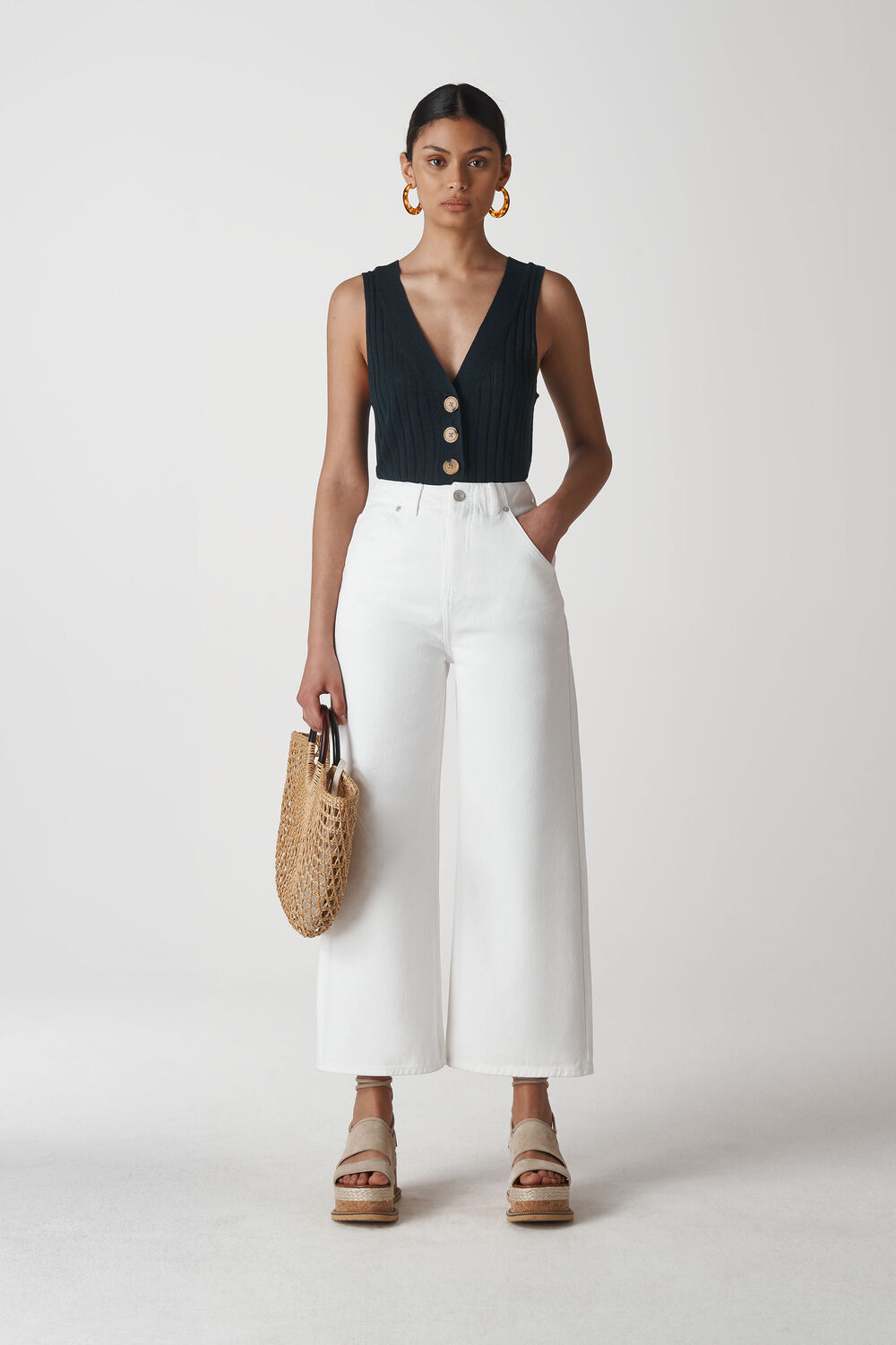 Gabi High Waist Wide Leg Jean White