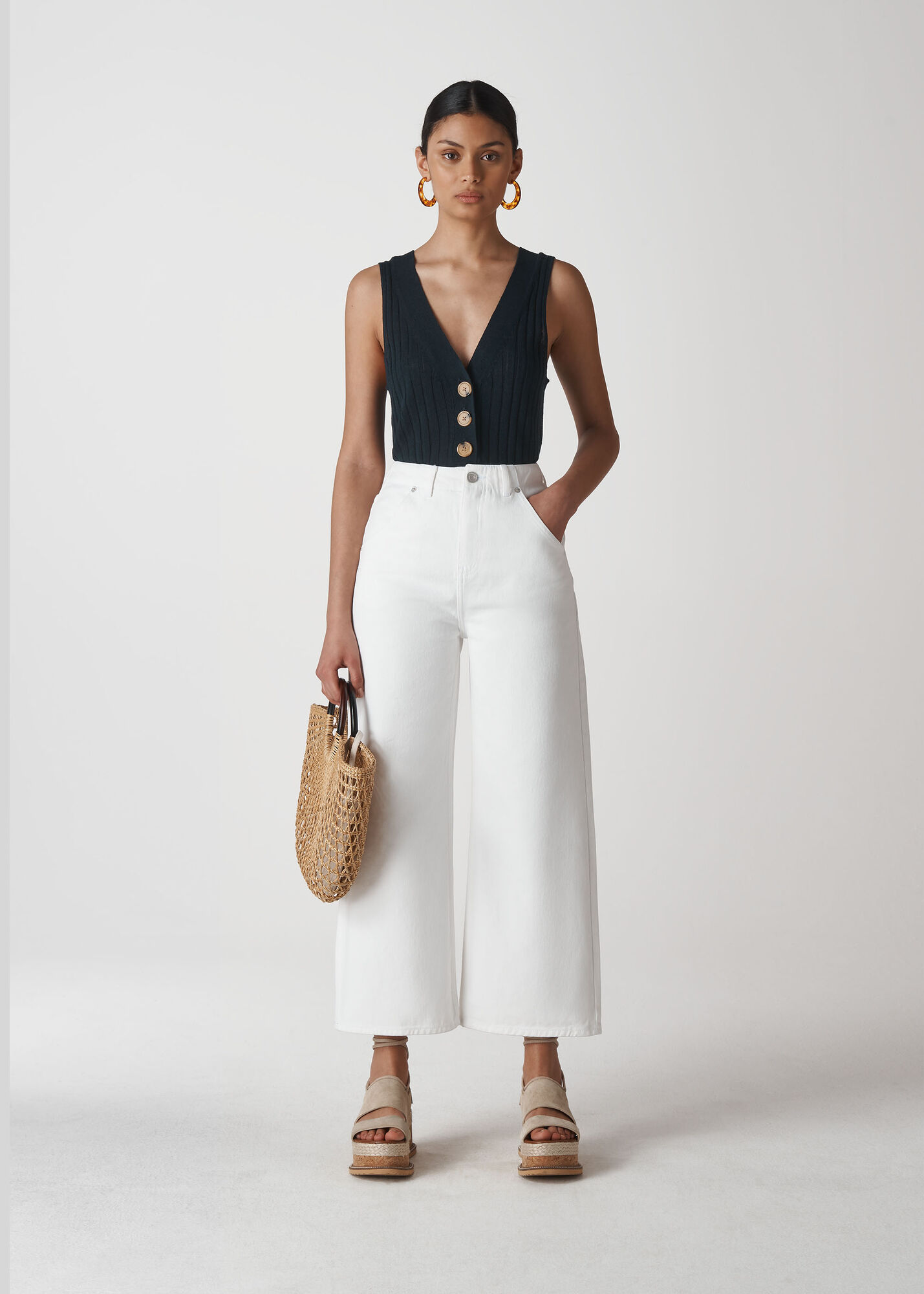 Whistles Women Gabi High Waist Wide Leg Jean - White - 30