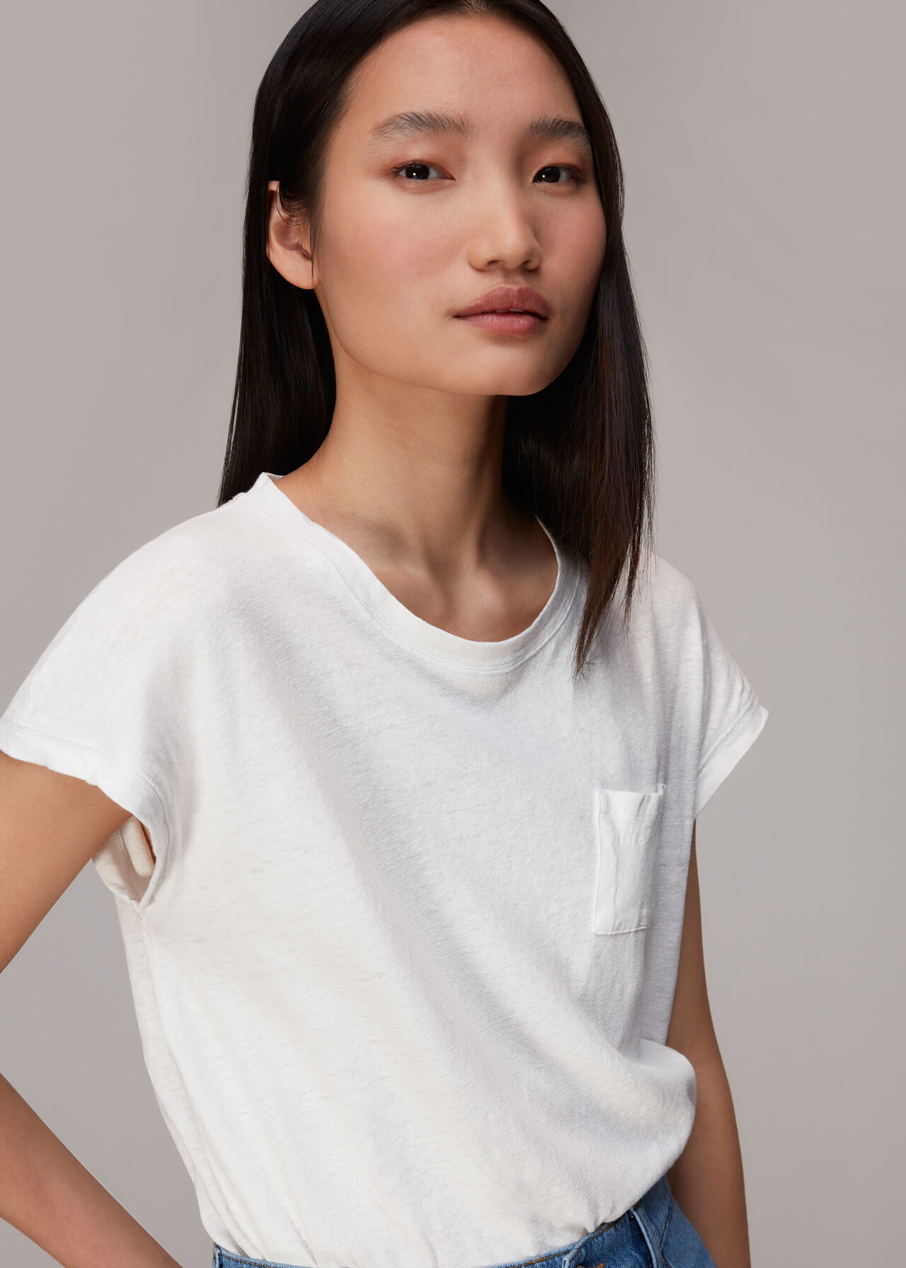 White Ember Linen Pocket Tee | WHISTLES