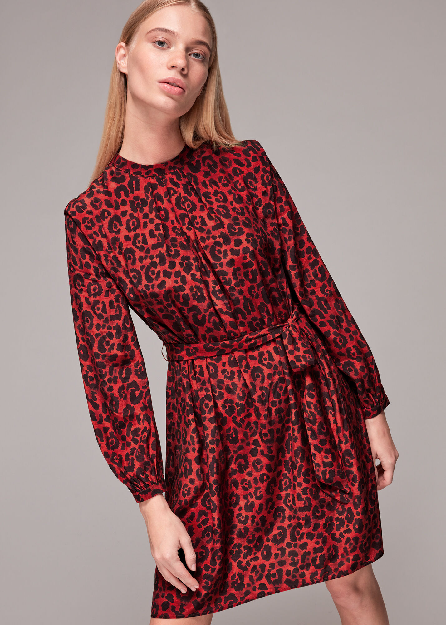 Warehouse red discount animal print dress