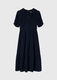 V Neck Textured Midi Dress