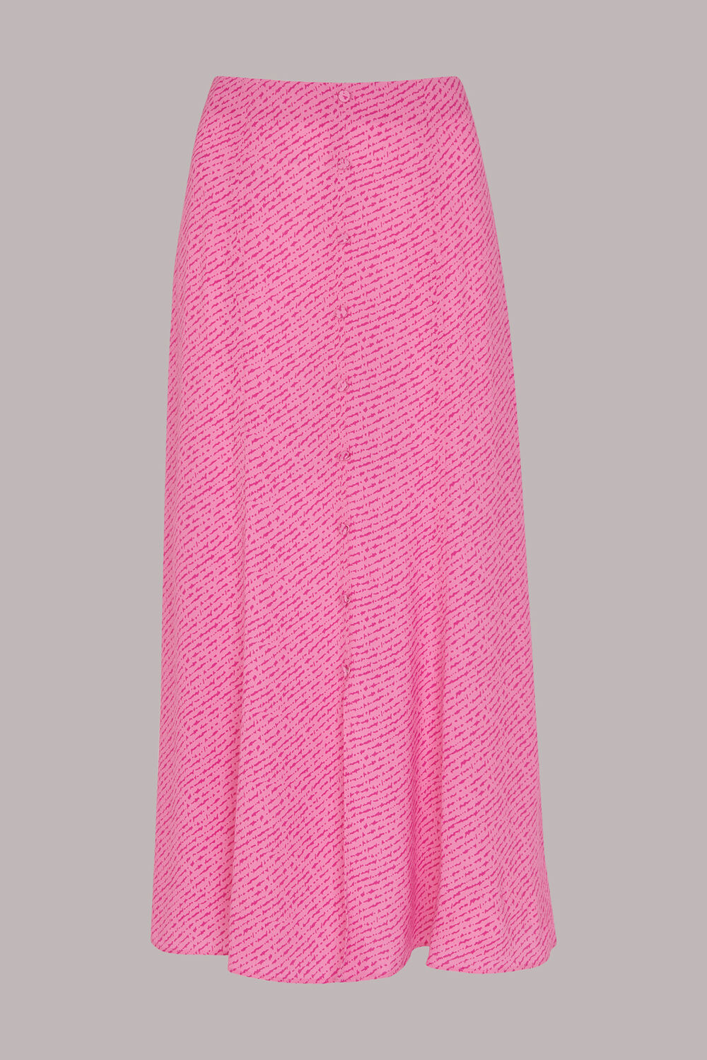 Pink Diagonal Fleck Button Skirt