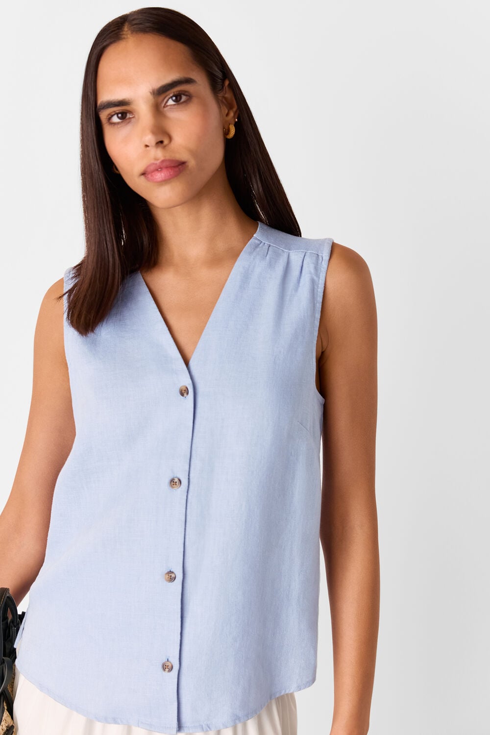 Pale Blue Laura Linen Tank