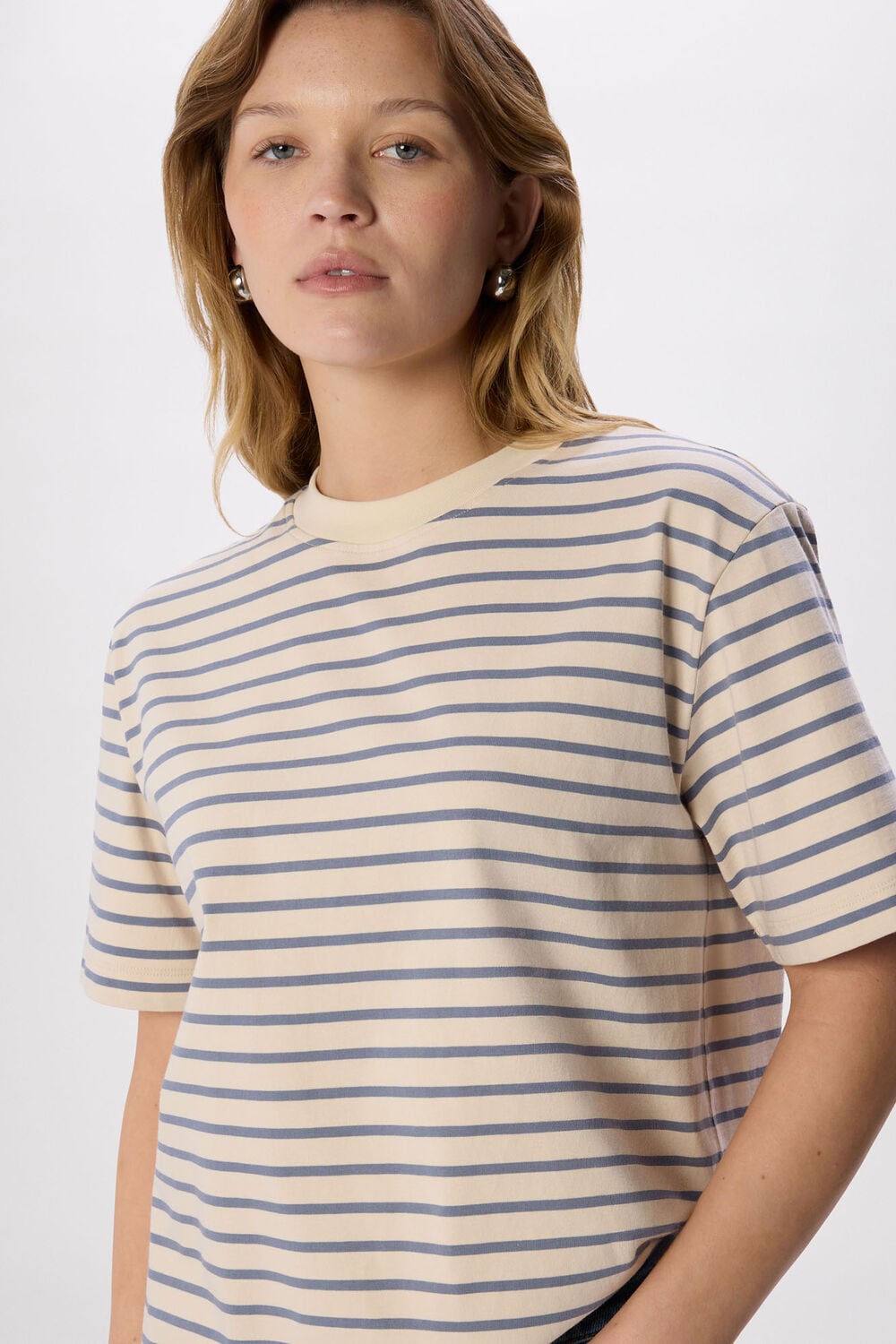 Blue Stripe Relaxed Cotton T-shirt