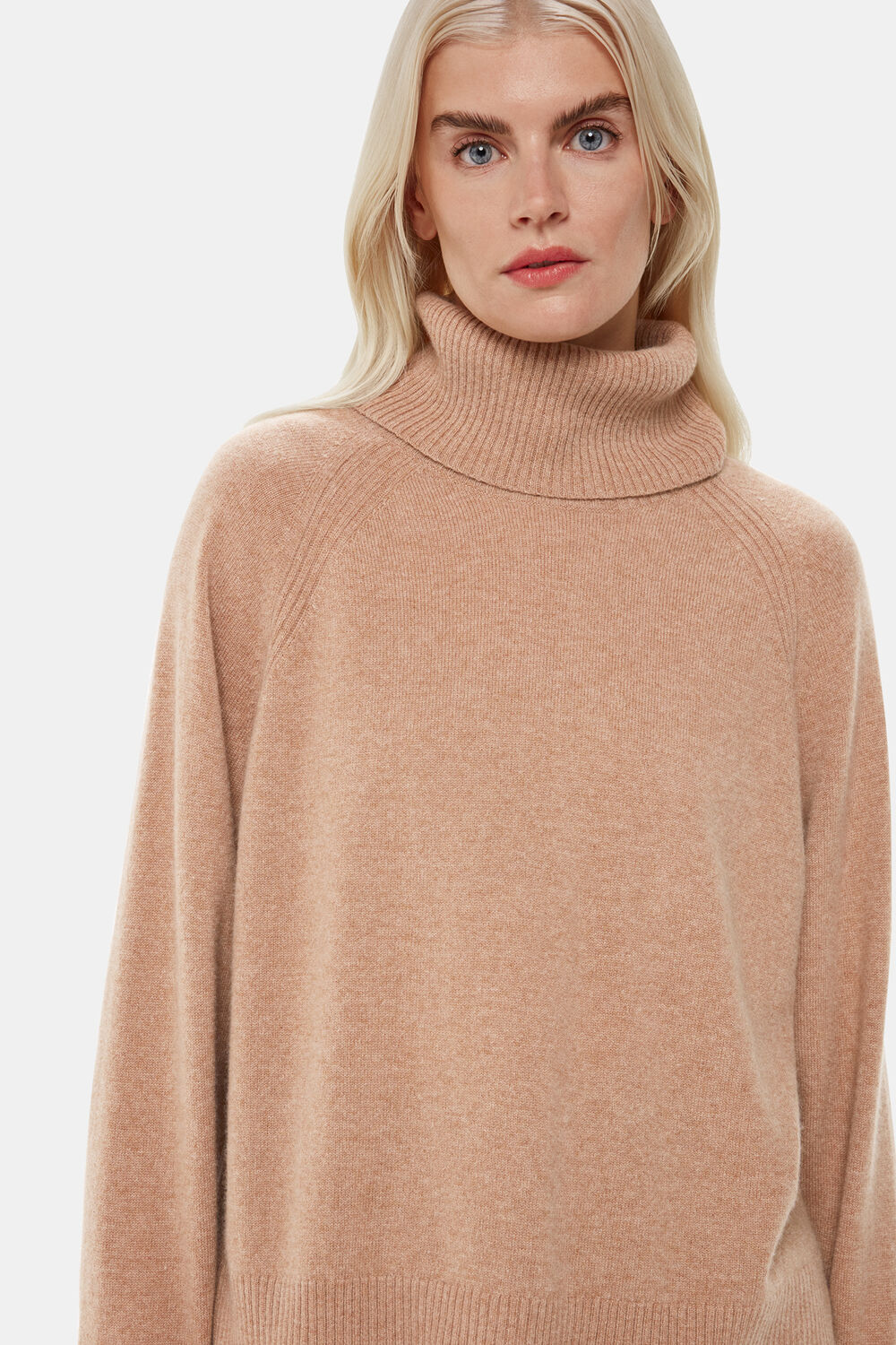 Camel Petite Cashmere Turtleneck Sweater