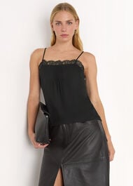 Lace Trim Crepe Cami Top