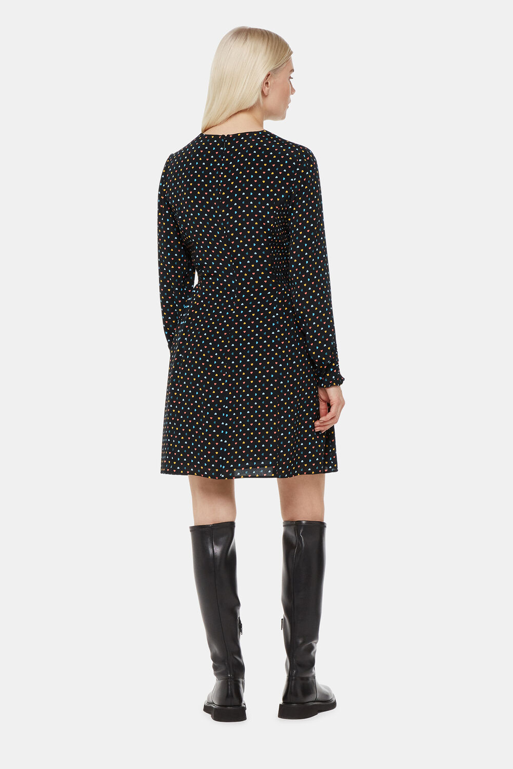 Black Petite Scattered Hearts Flippy Dress