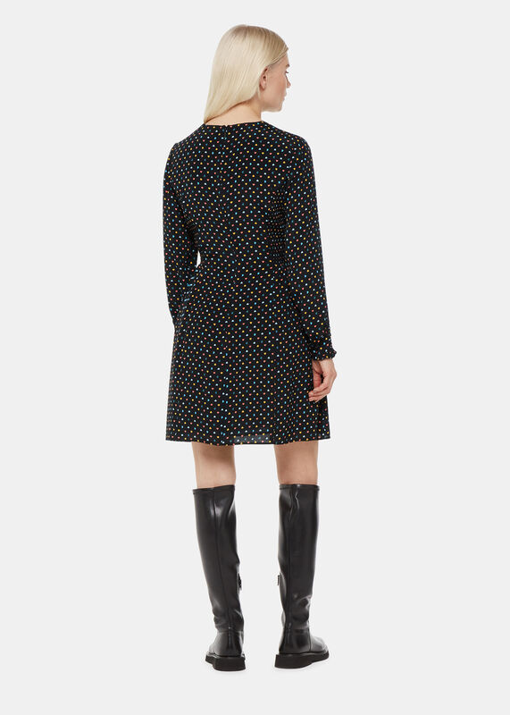 Black Petite Scattered Hearts Flippy Dress