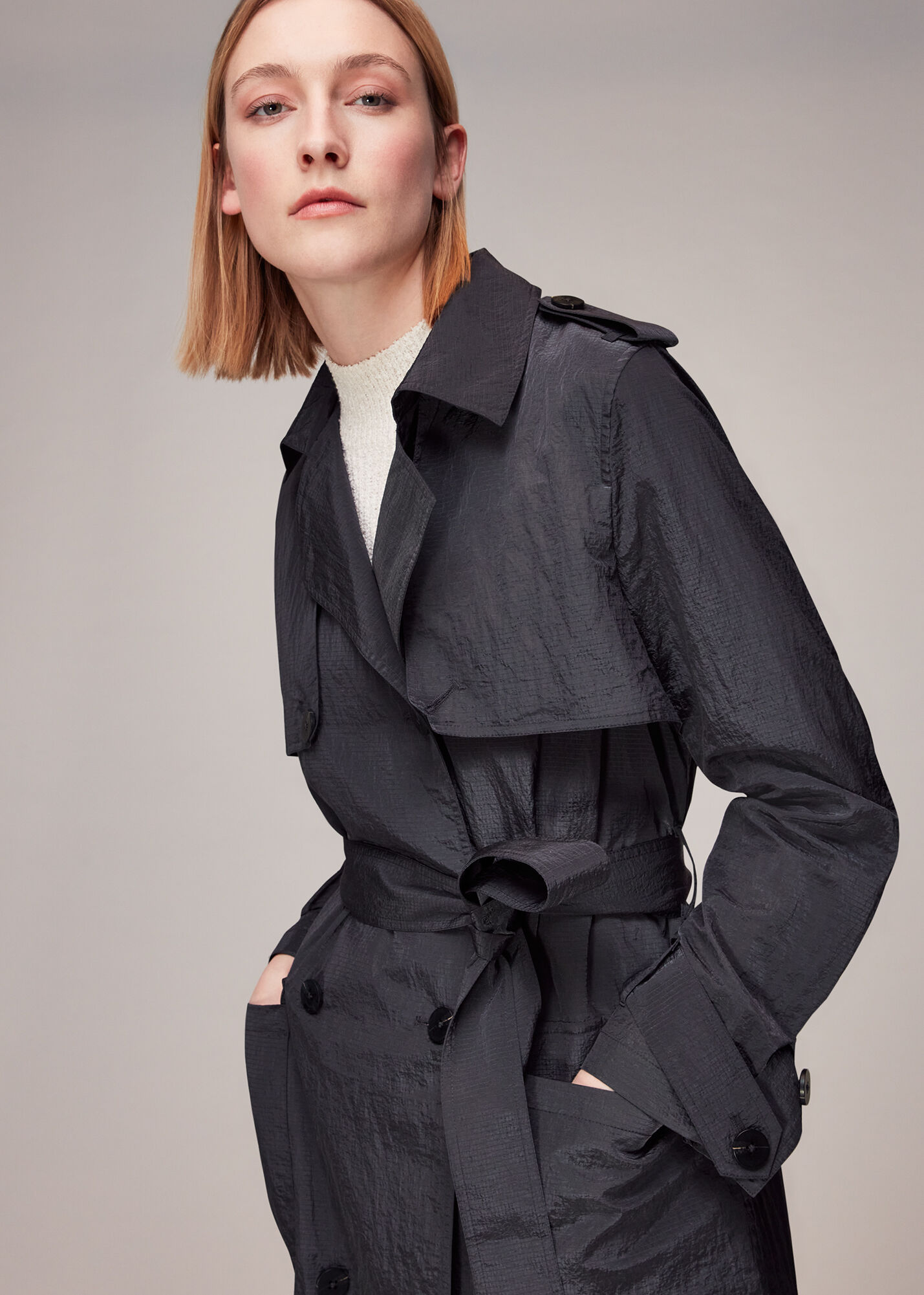 Dark Grey Water Resistant Trench Coat WHISTLES Whistles UK