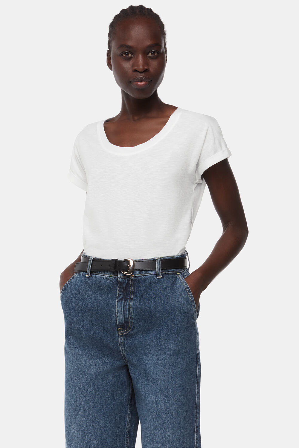 White Wilma Scoop Neck T-Shirt