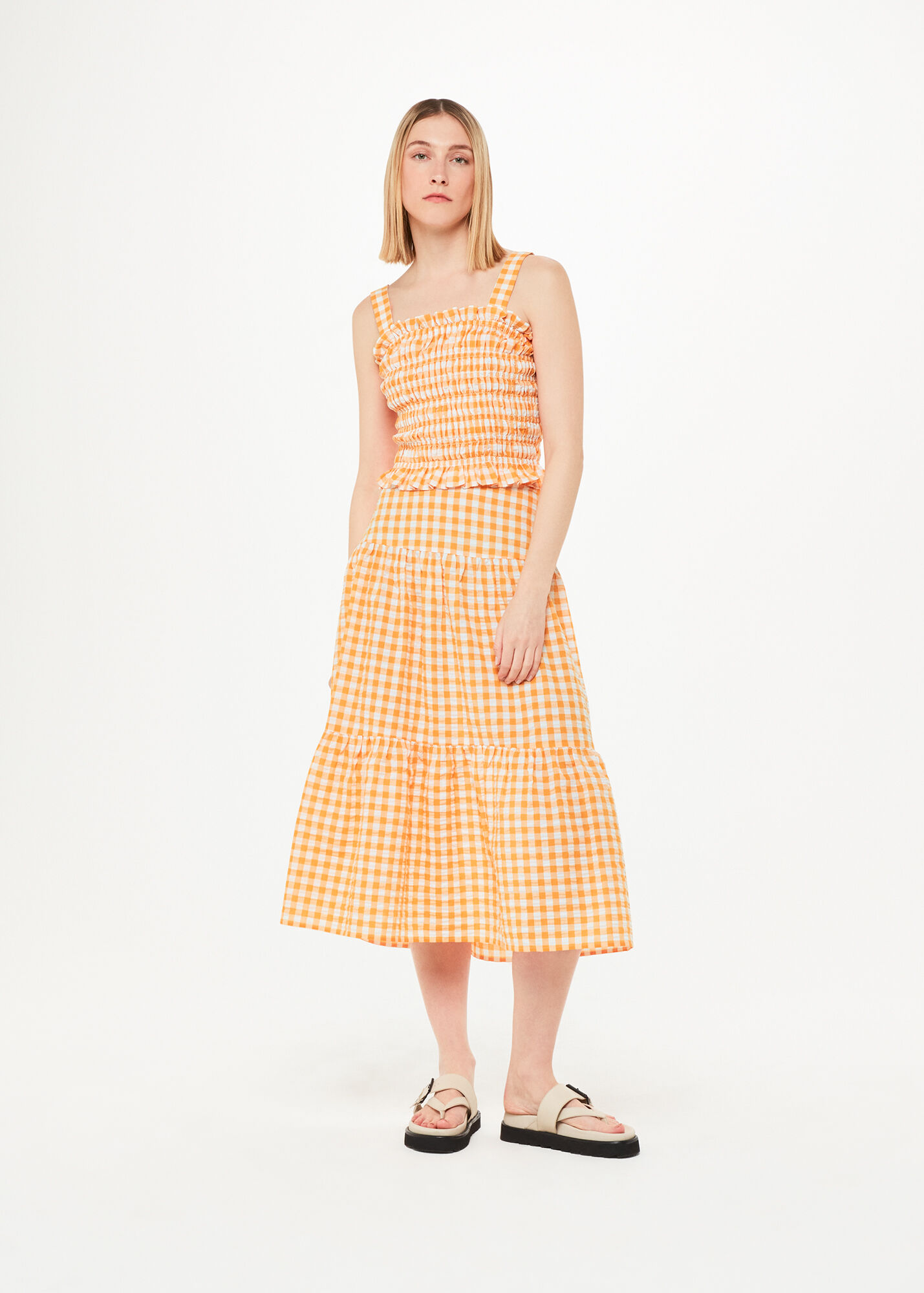 Orange/Multi Gingham Saskia Strappy Top WHISTLES