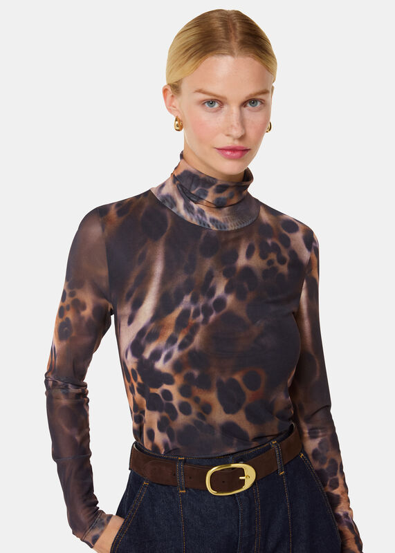 Misty Leopard Mesh Top
