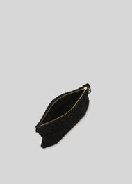 Macrame Resin Zip Clutch Black
