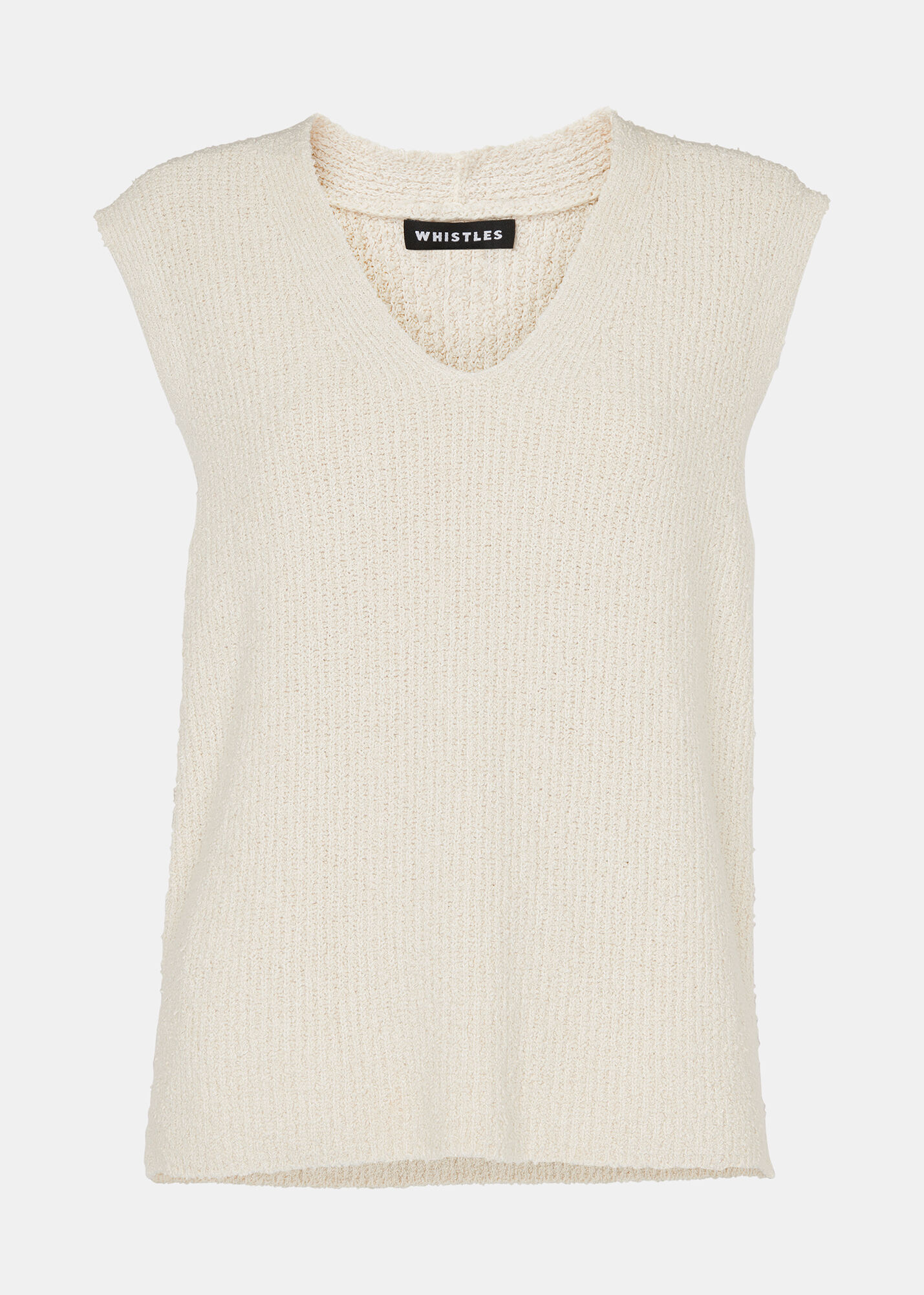 Women's Ivory Cotton Textured V Neck Sweater Vest | Whistles US |