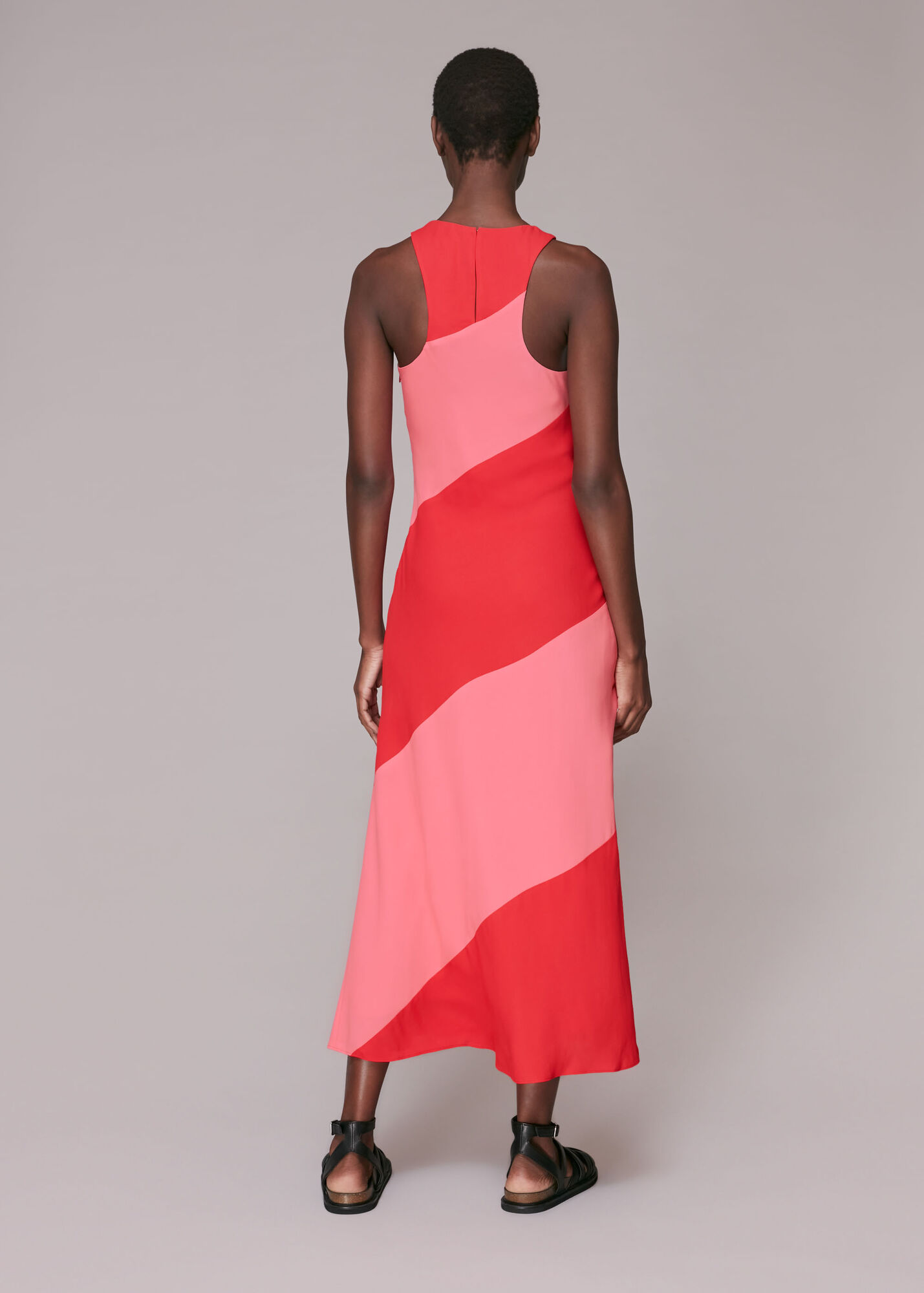 Red/Multi Poppy Panelled Satin Dress WHISTLES