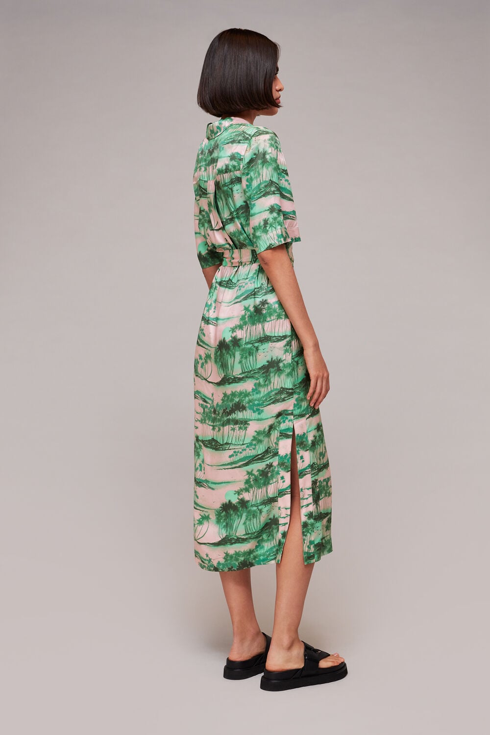 Waving Palms Shirt Dress