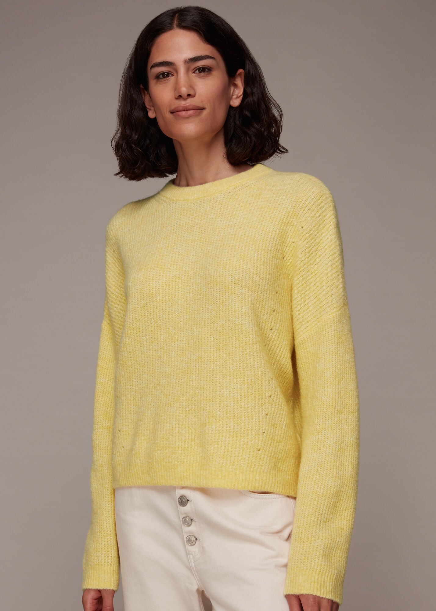 Yellow Ribbed Crew Neck Jumper | WHISTLES