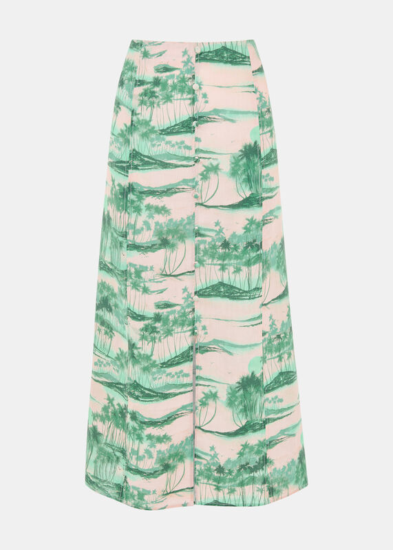 Waving Palms Button Skirt
