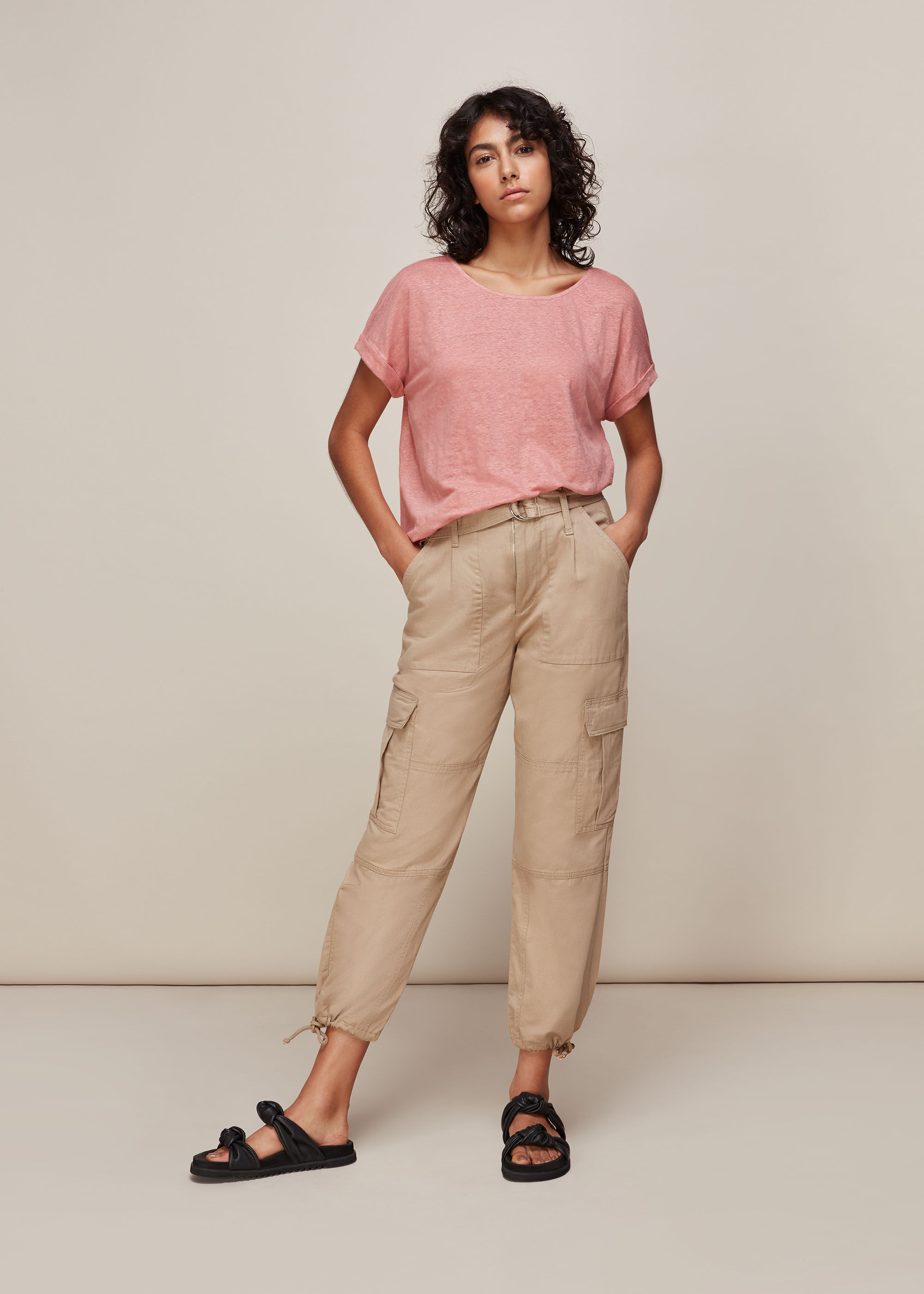 Pink linen t shirt hotsell