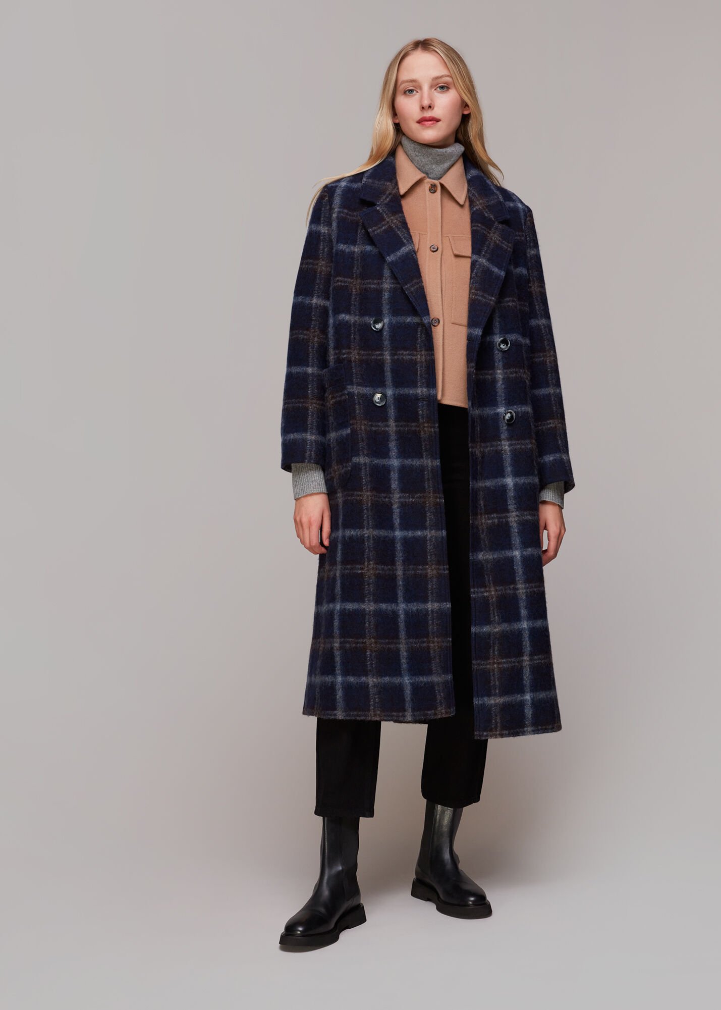 Check wool 2025 jacket womens