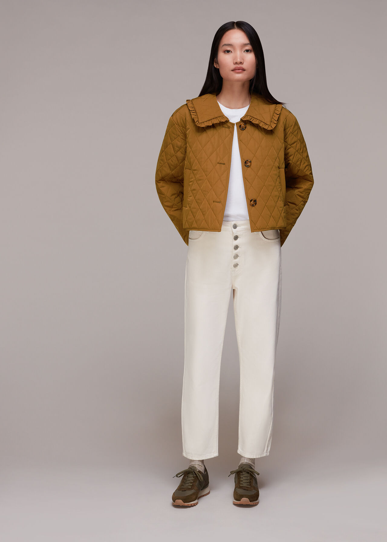 Tobacco Collar Detail Quilted Jacket WHISTLES Whistles