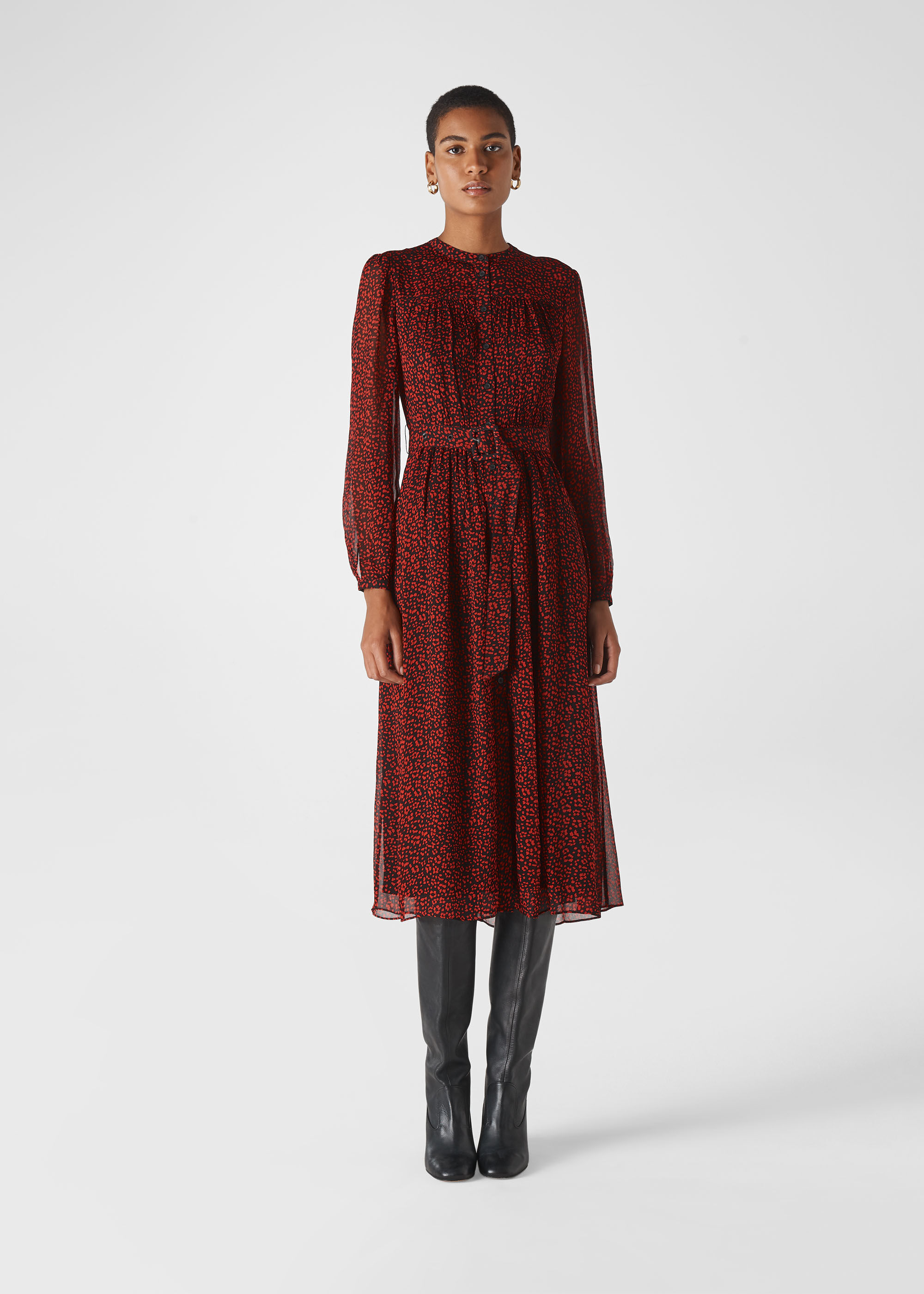 Whistles mini leopard pleated dress cheap