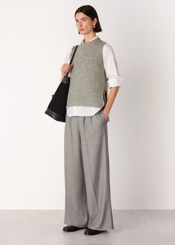 Grey Wool Mix Side Tie Detail Tank