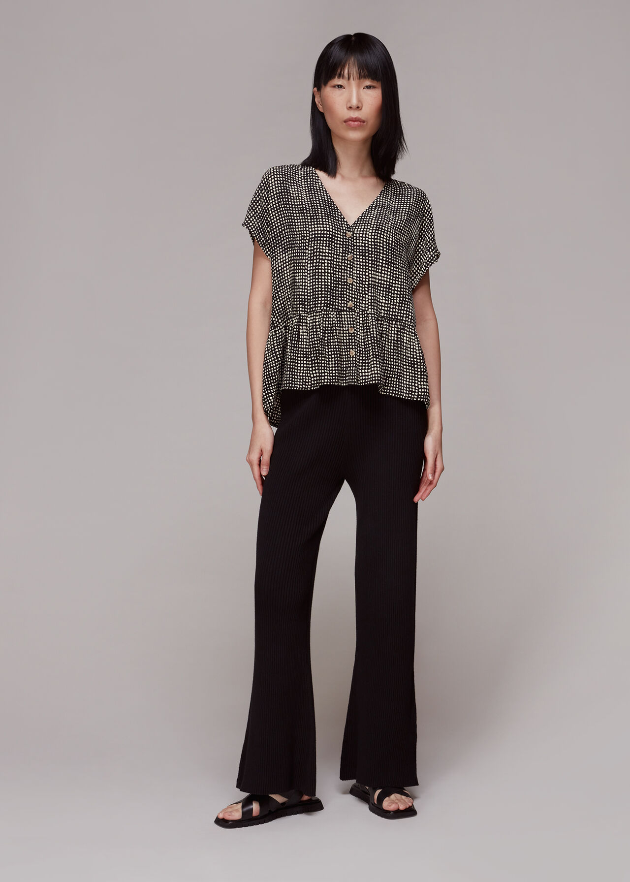 Spotted Check Peplum Top