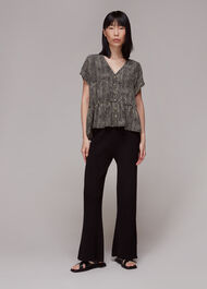 Spotted Check Peplum Top