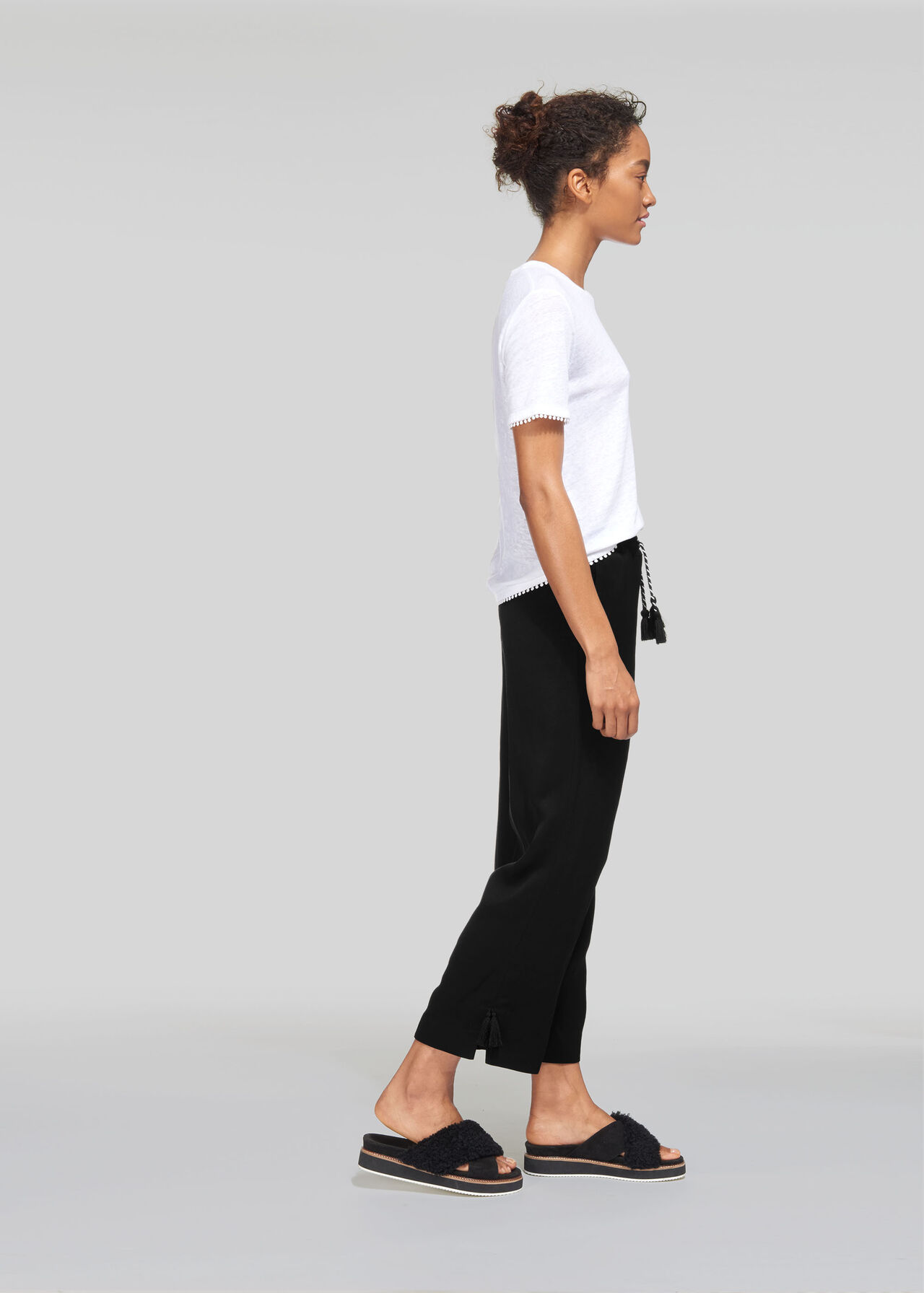 Boho Trim Trouser Black