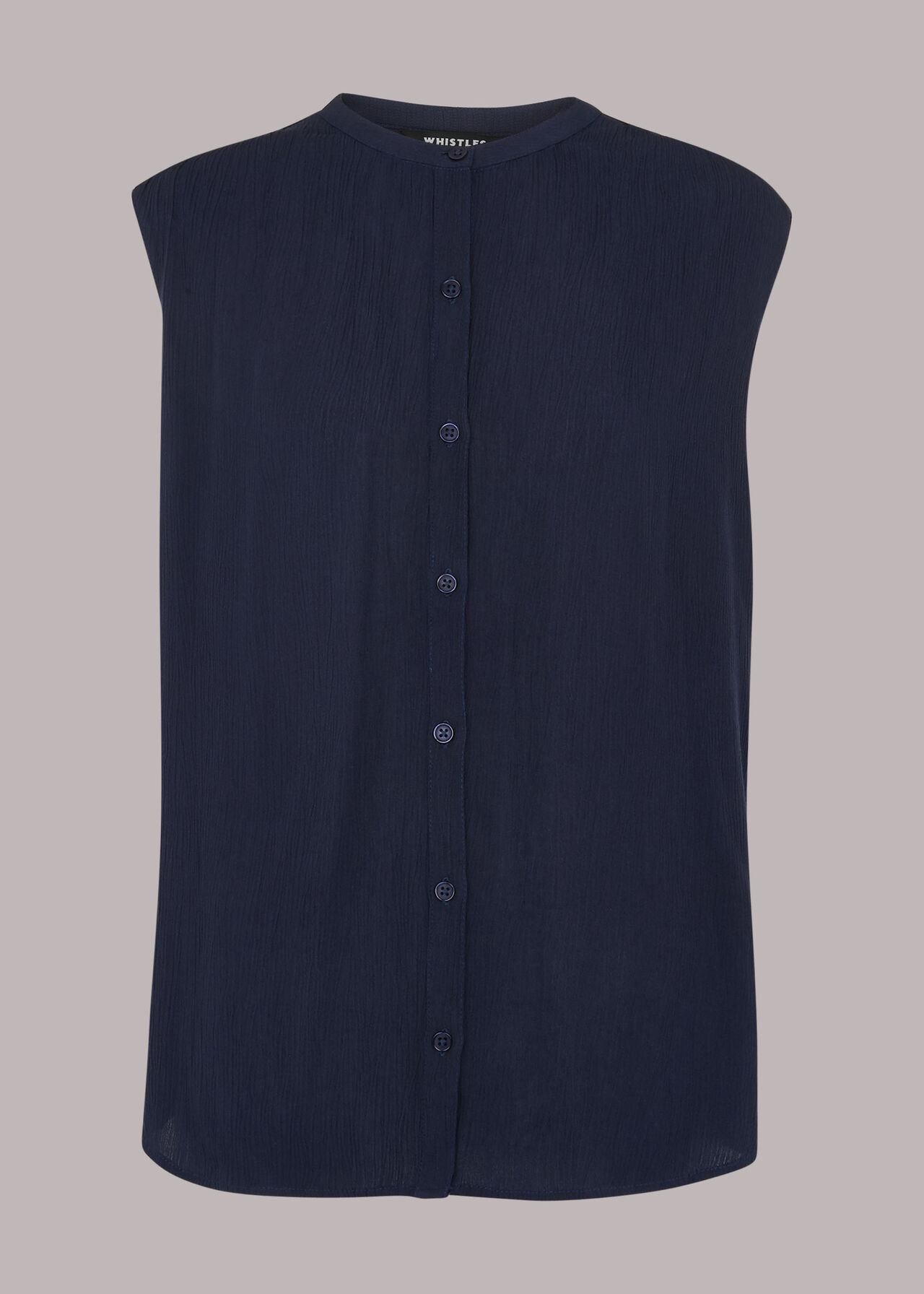Crinkle Button Front Tank Top