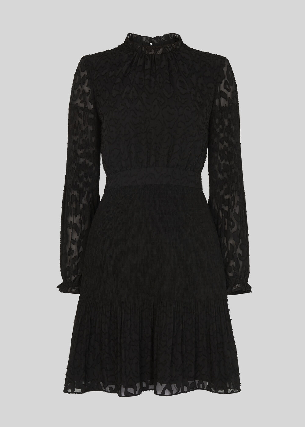 Animal Devore Pleated Dress Black