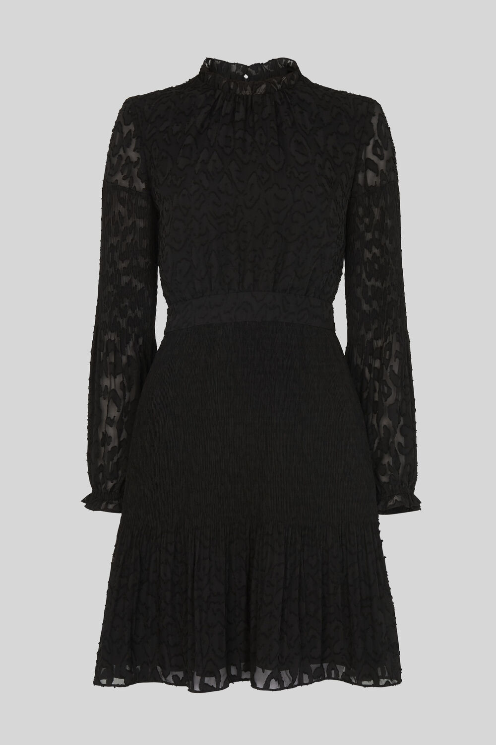 Animal Devore Pleated Dress Black