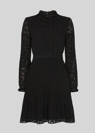 Animal Devore Pleated Dress Black