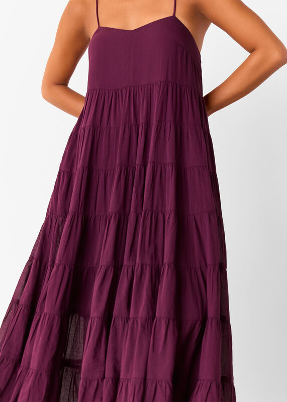 Plum Petite Cotton Tiered Maxi Sun Dress