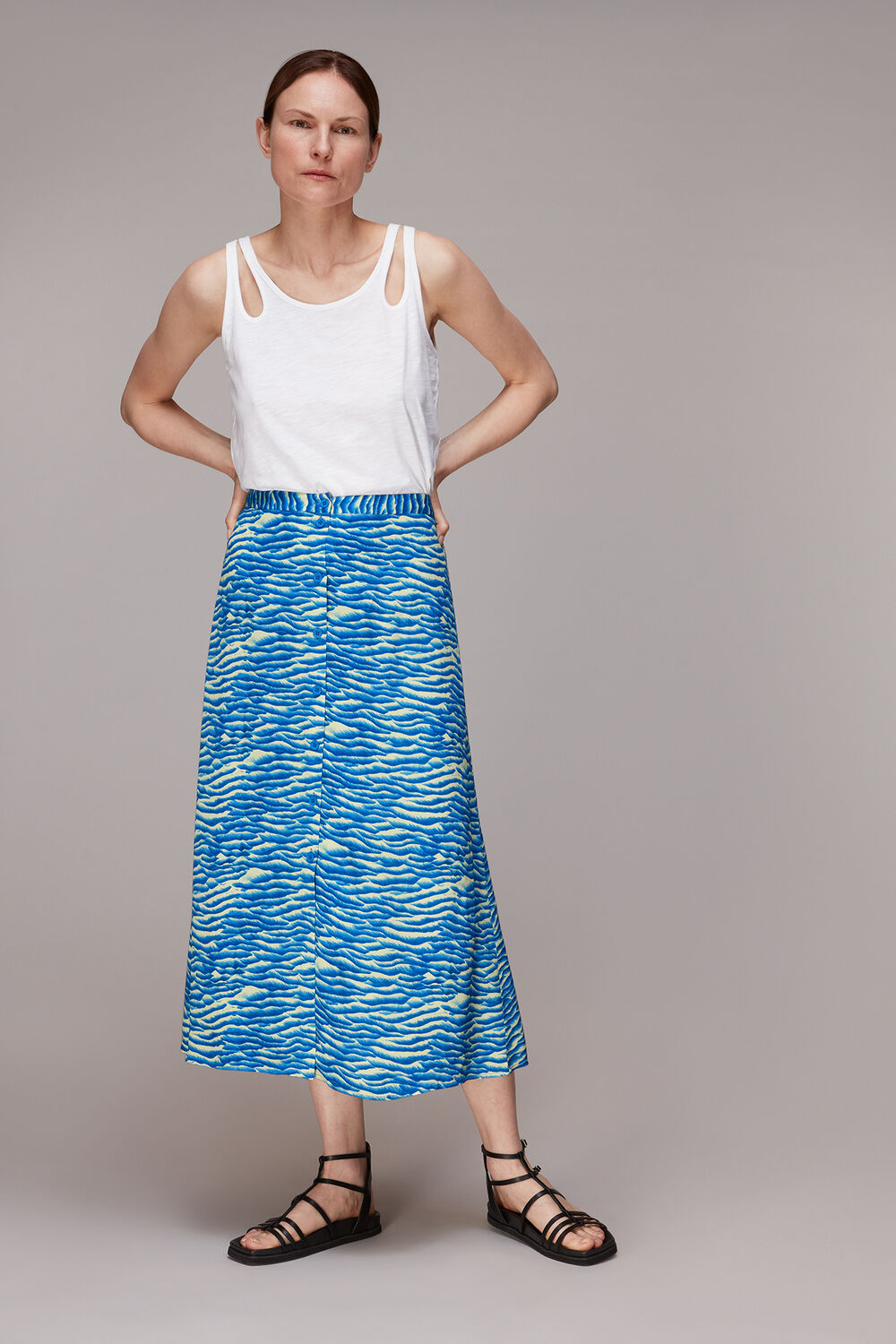 Seafoam Button Front Skirt