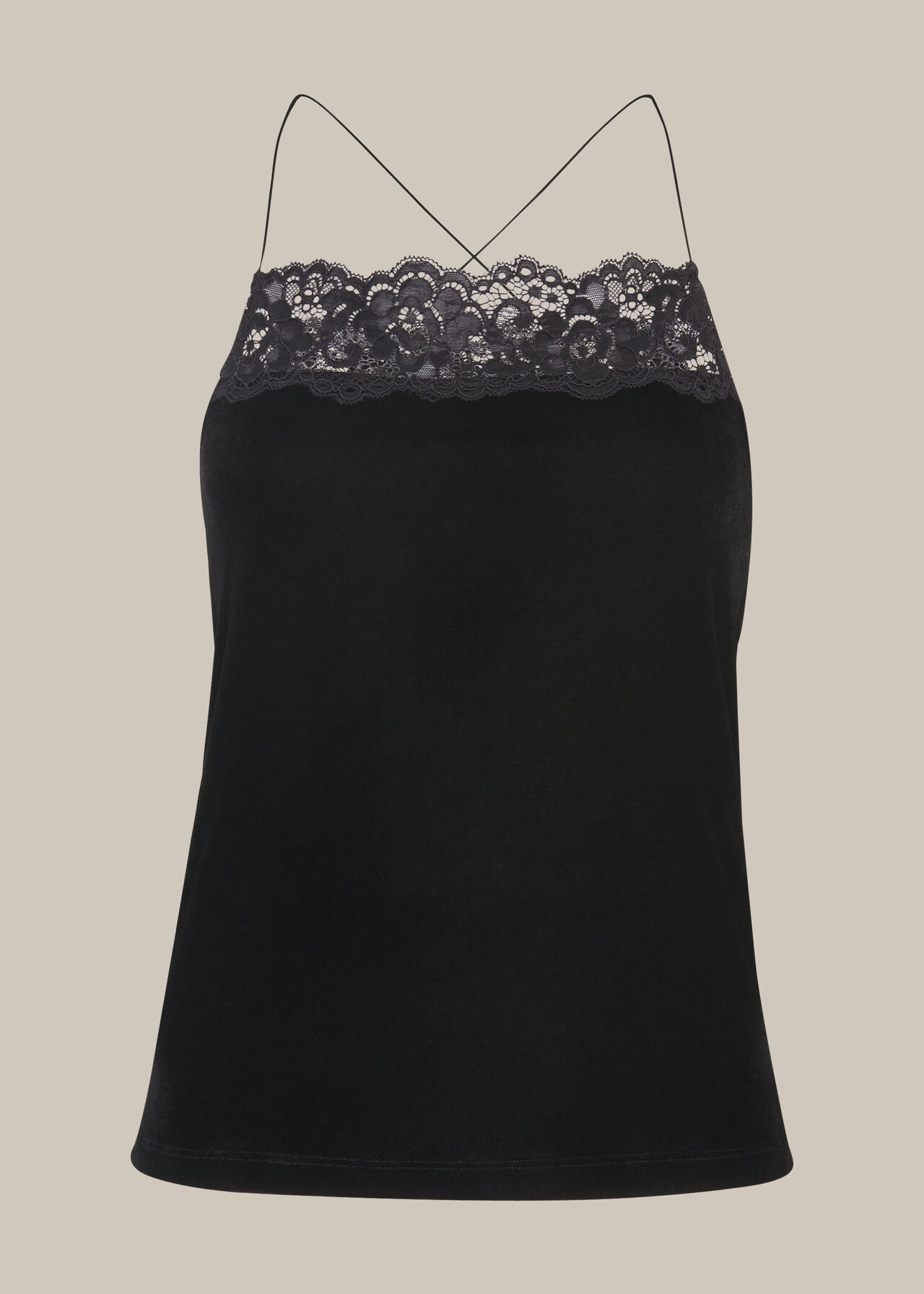 Velvet Lace Trim Cami Top