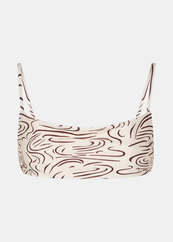 Cream The Longing Wave Print Bikini Top