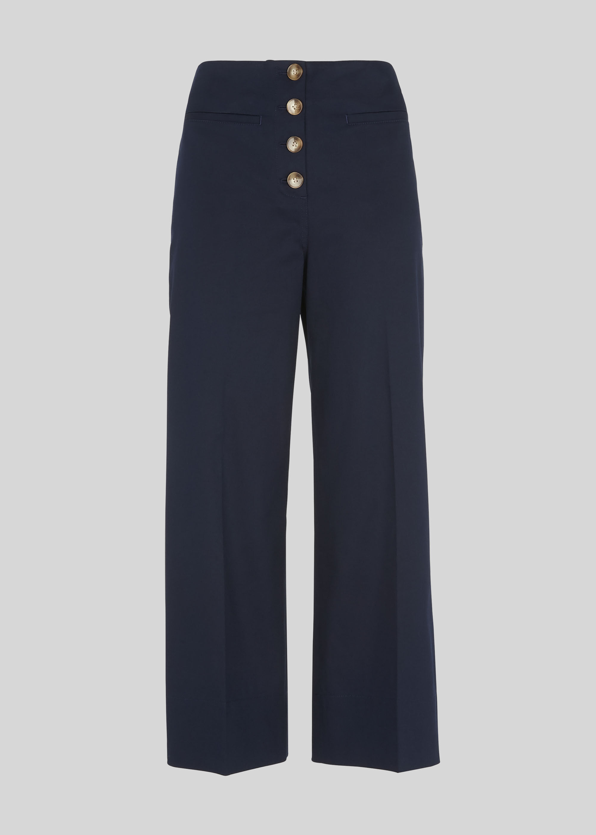 Navy Heidi Button Front Trouser | WHISTLES | Whistles UK |